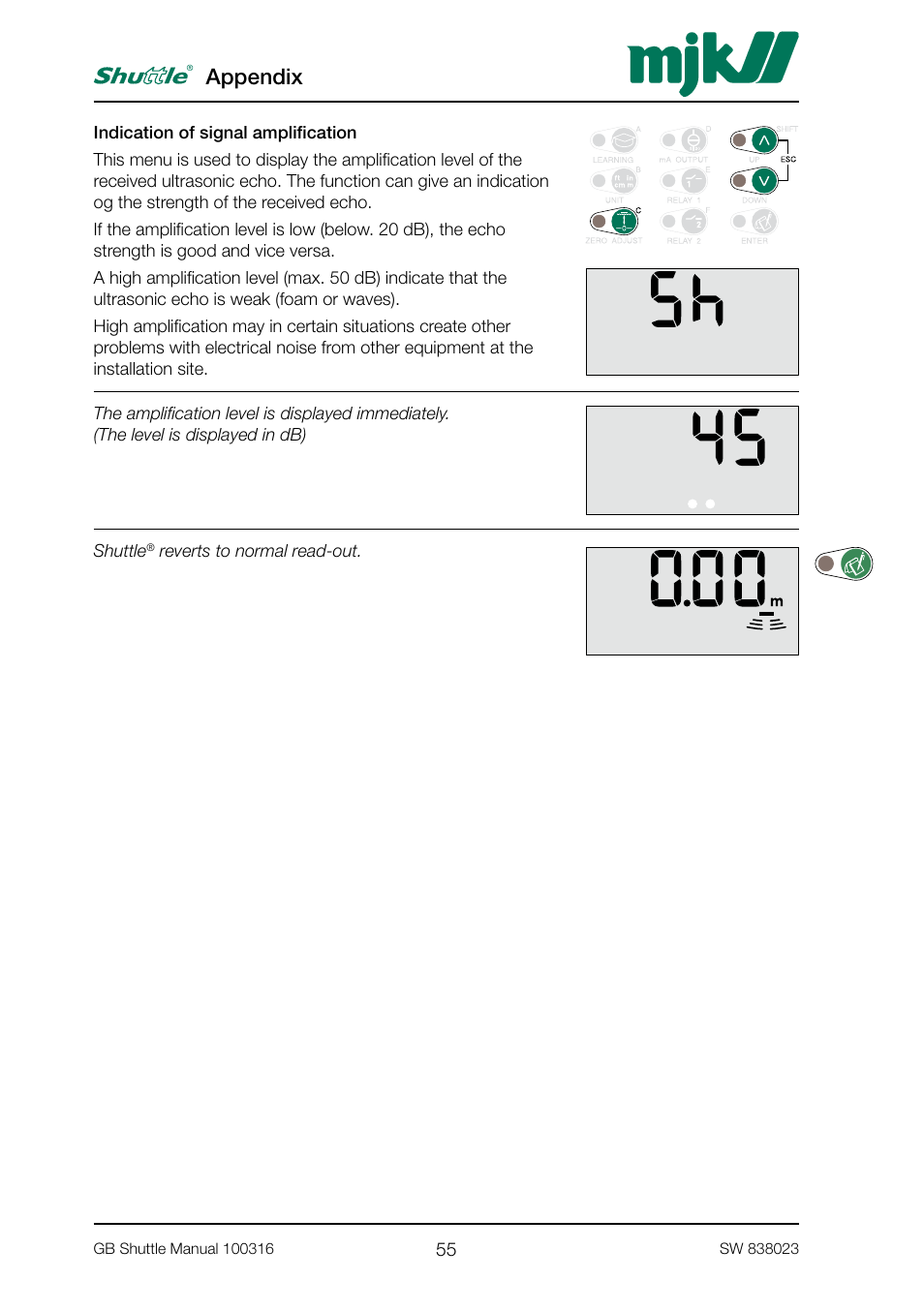 Appendix | MJK Automation Shuttle Ultrasonic Level Transmitter and Sensor User Manual | Page 55 / 70