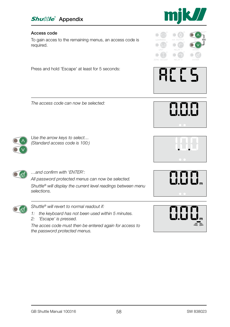 Appendix | MJK Automation Shuttle Ultrasonic Level Transmitter and Sensor User Manual | Page 58 / 70