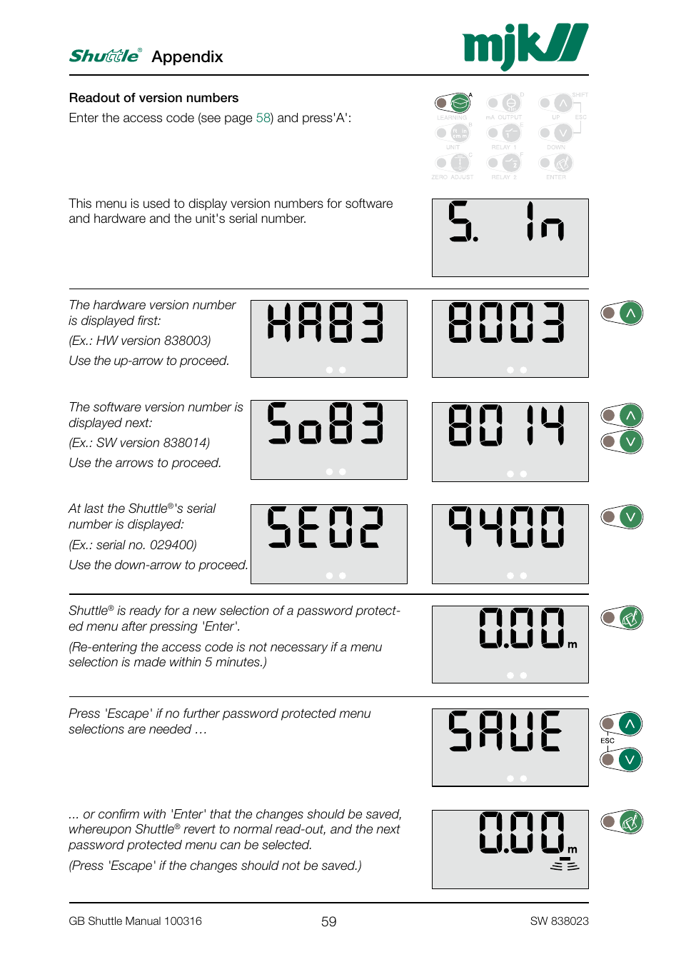 Appendix | MJK Automation Shuttle Ultrasonic Level Transmitter and Sensor User Manual | Page 59 / 70