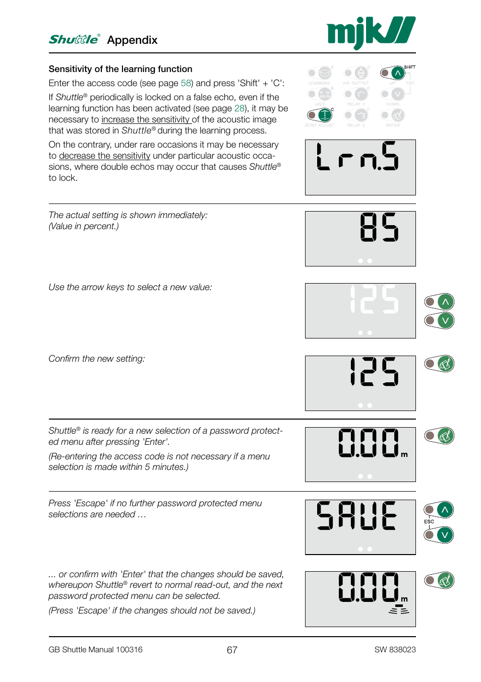 Appendix | MJK Automation Shuttle Ultrasonic Level Transmitter and Sensor User Manual | Page 67 / 70