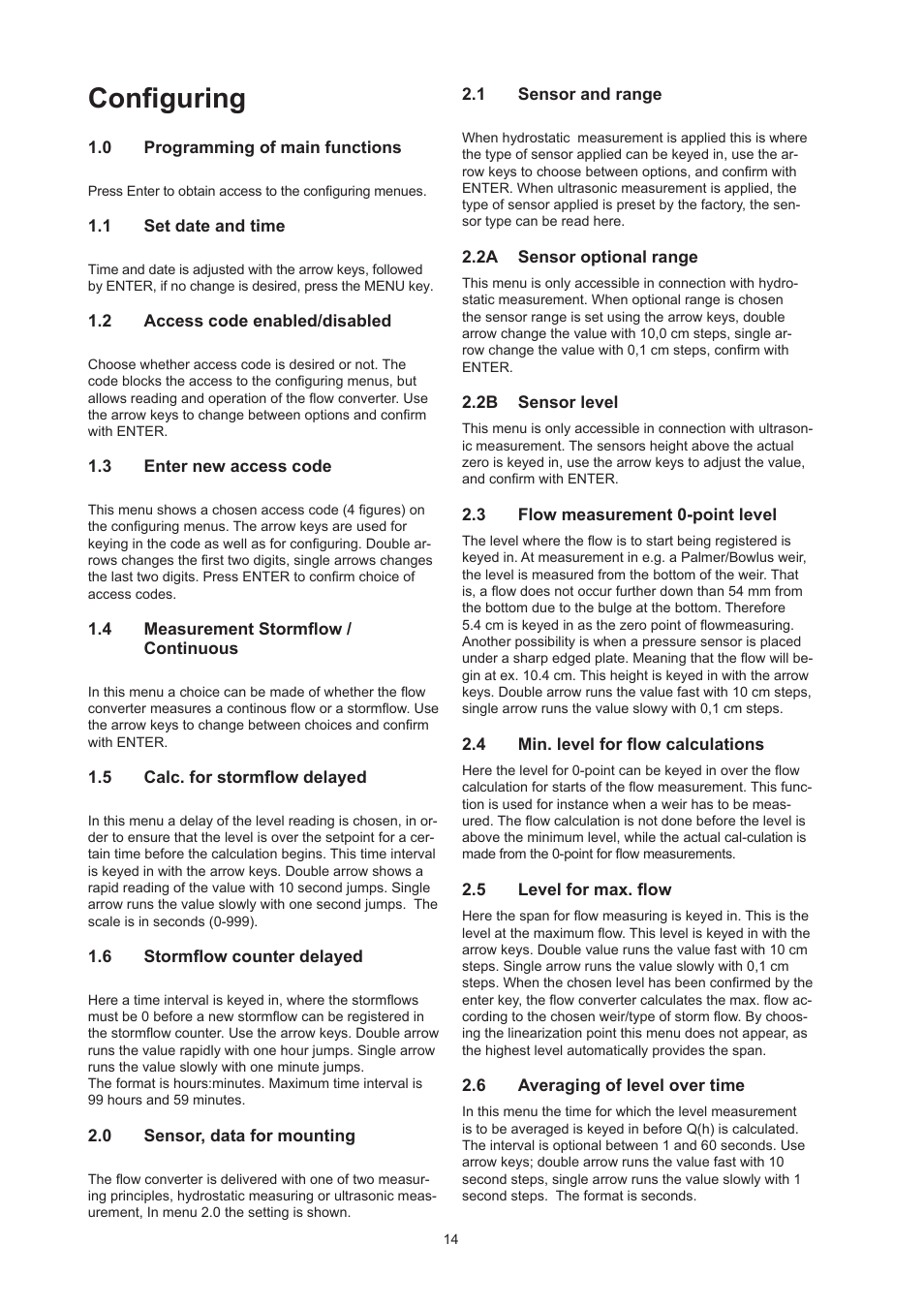 Configuring | Xylem Flow Converter 713 User Manual | Page 14 / 20