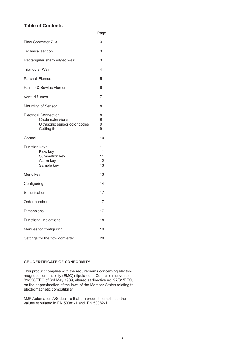 Xylem Flow Converter 713 User Manual | Page 2 / 20
