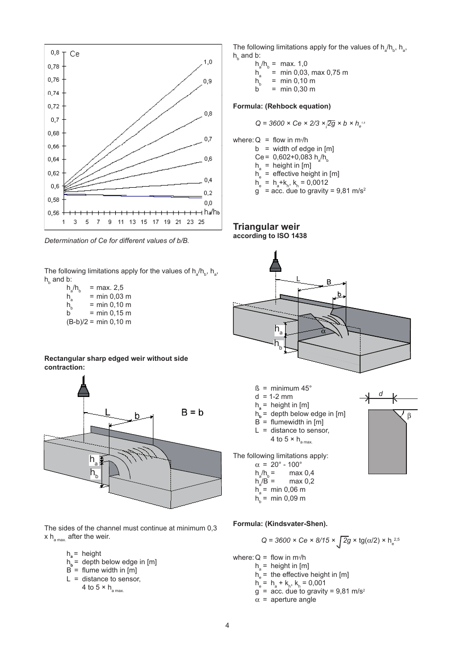 Triangular weir | Xylem Flow Converter 713 User Manual | Page 4 / 20