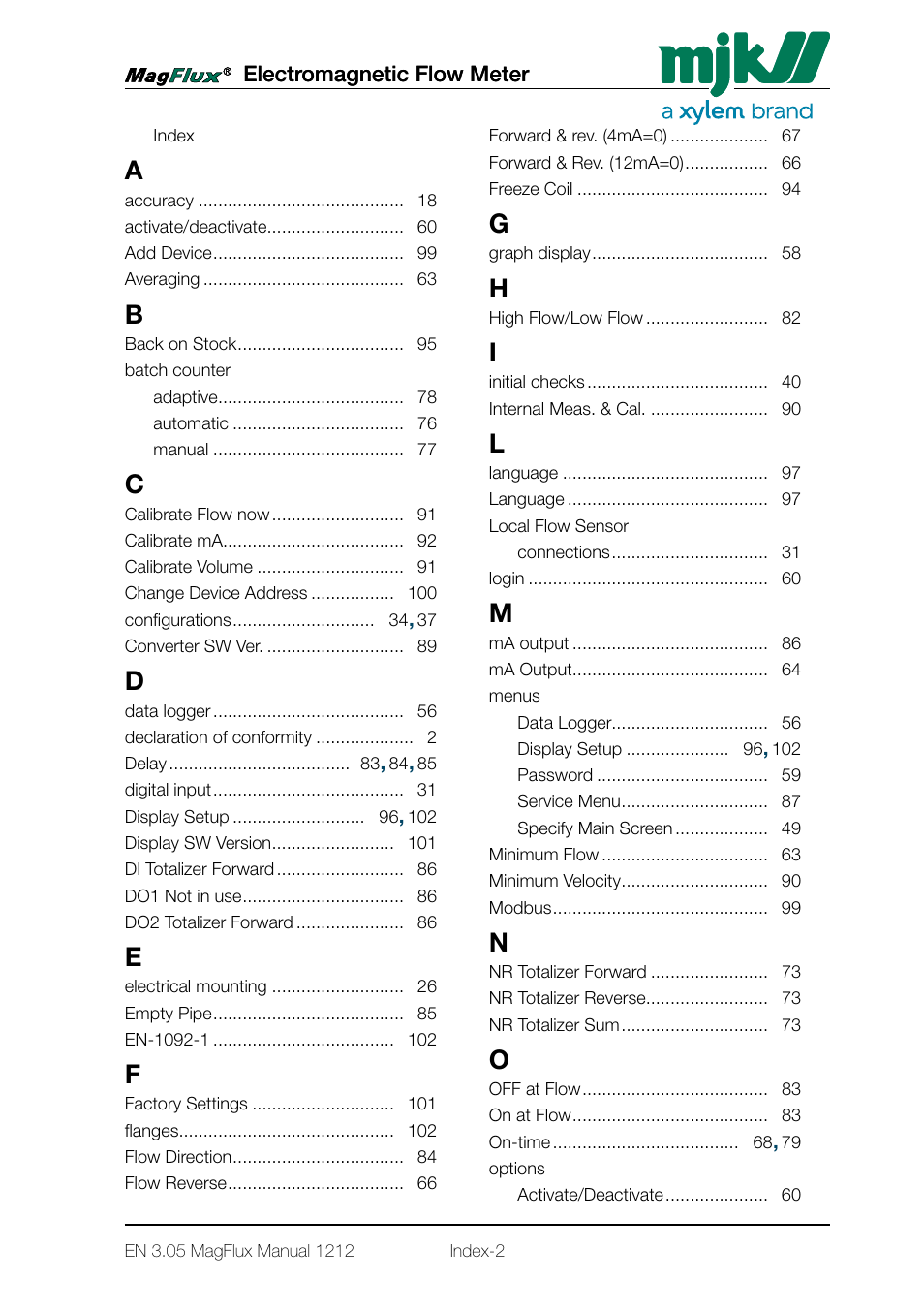 Xylem Magflux Electromagnetic Flow Meter User Manual | Page 146 / 150