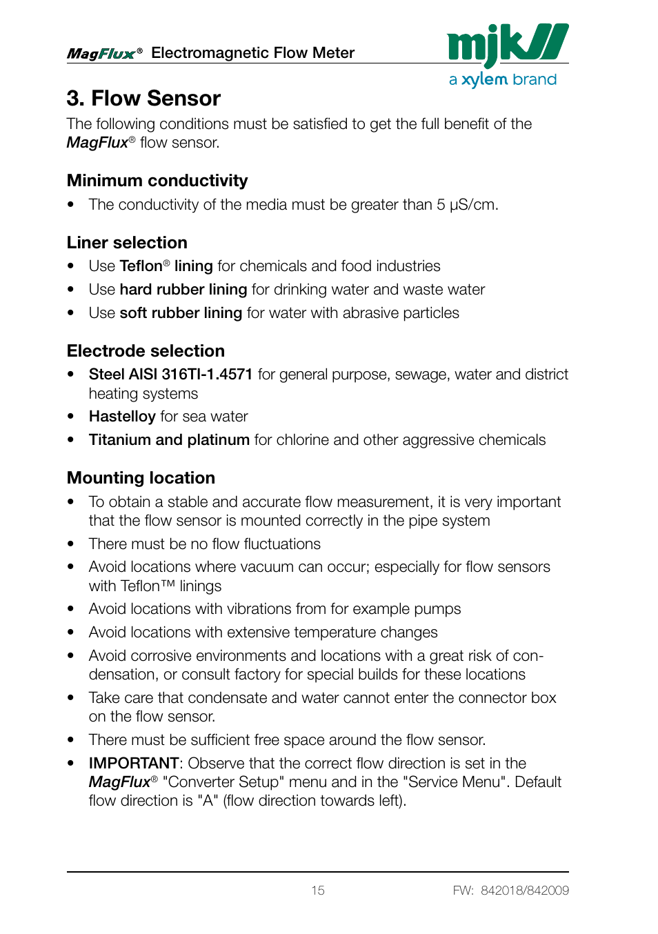 Flow sensor | Xylem Magflux Electromagnetic Flow Meter User Manual | Page 15 / 150