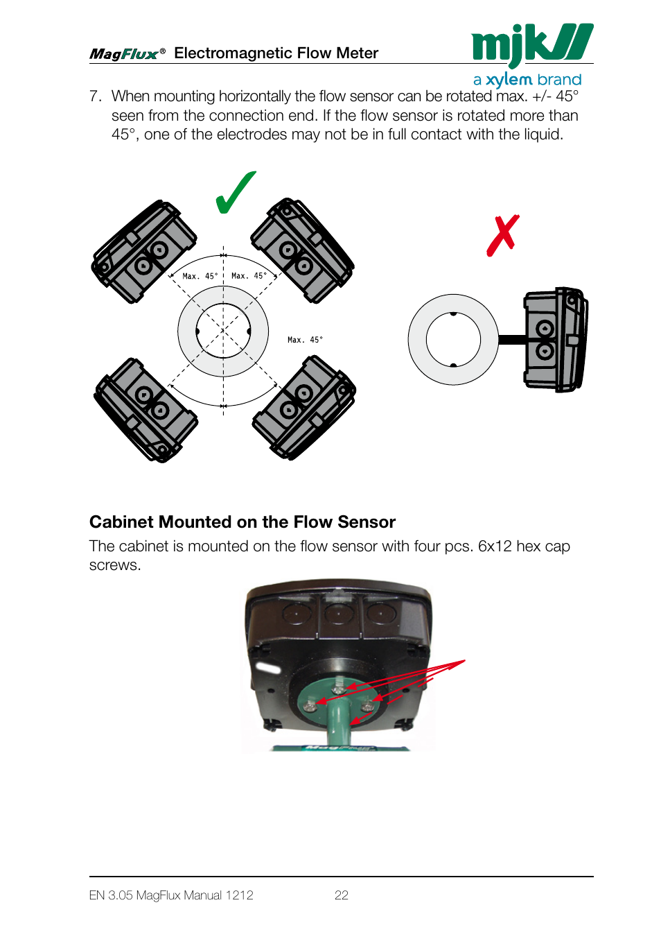 Cabinet mounted on the flow sensor | Xylem Magflux Electromagnetic Flow Meter User Manual | Page 22 / 150