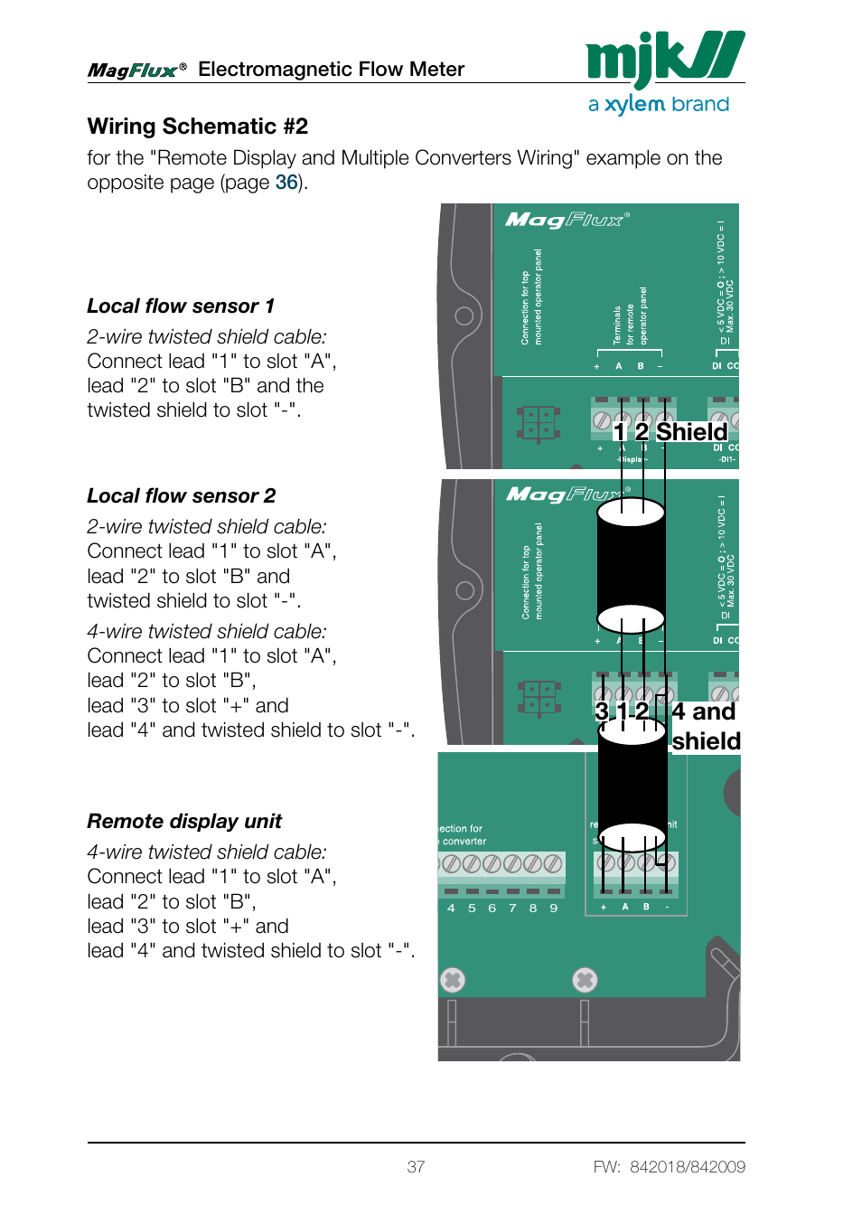 Wiring schematic #2 | Xylem Magflux Electromagnetic Flow Meter User Manual | Page 37 / 150
