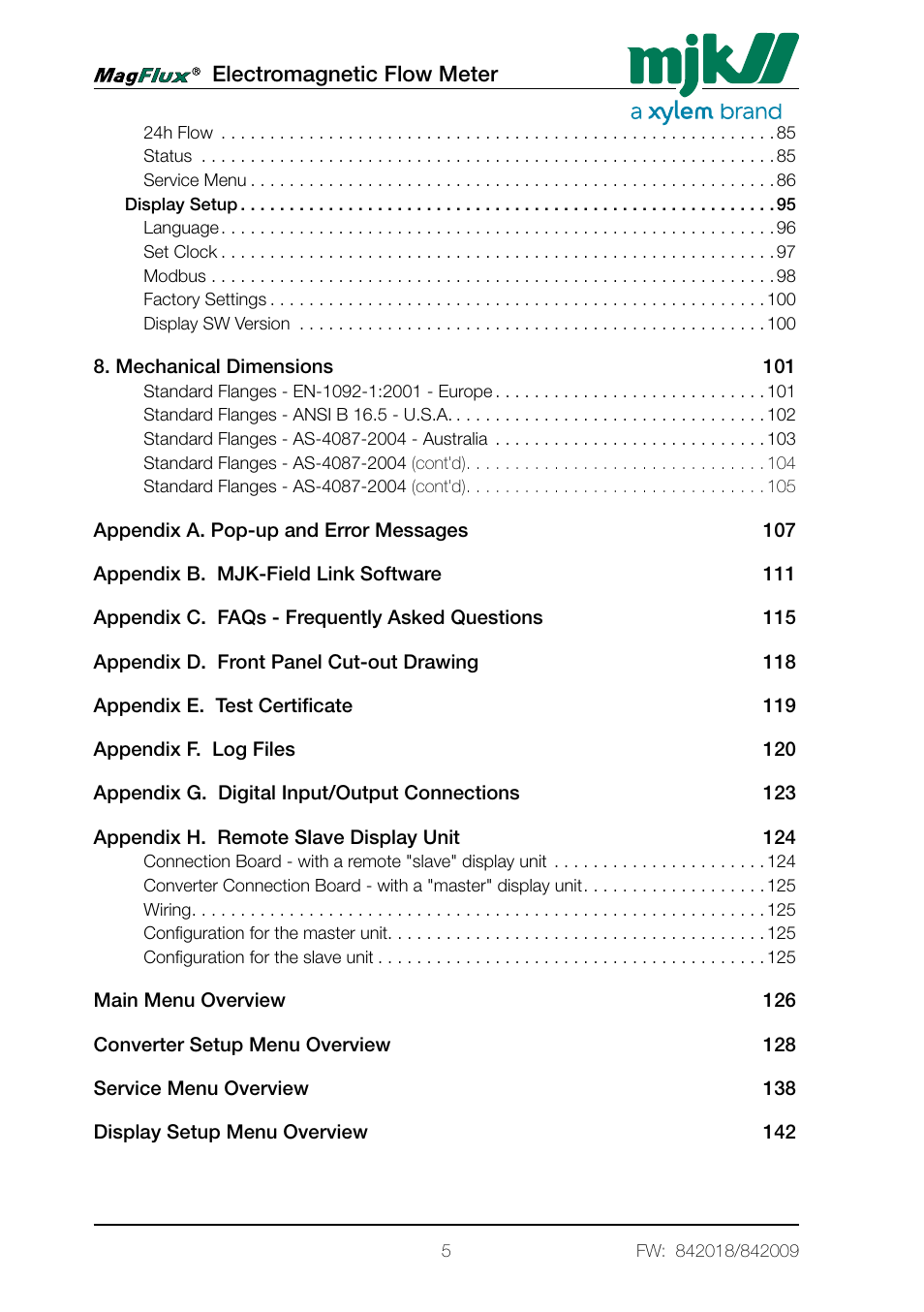 Xylem Magflux Electromagnetic Flow Meter User Manual | Page 5 / 150
