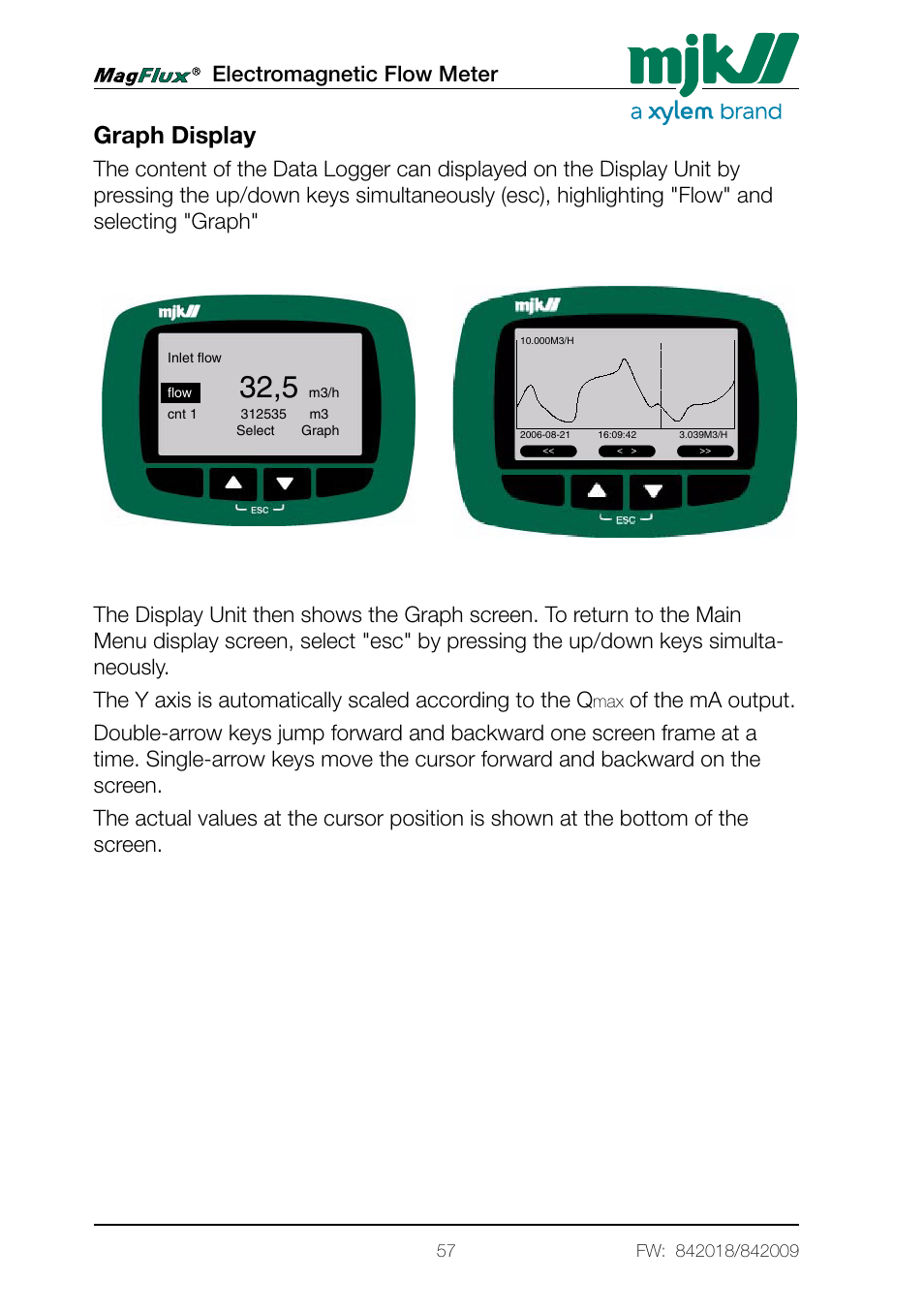 Graph display, Electromagnetic flow meter | Xylem Magflux Electromagnetic Flow Meter User Manual | Page 57 / 150