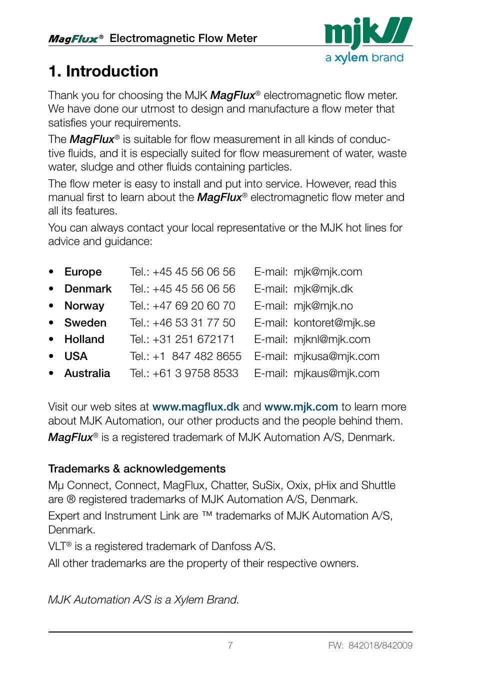 Introduction | Xylem Magflux Electromagnetic Flow Meter User Manual | Page 7 / 150