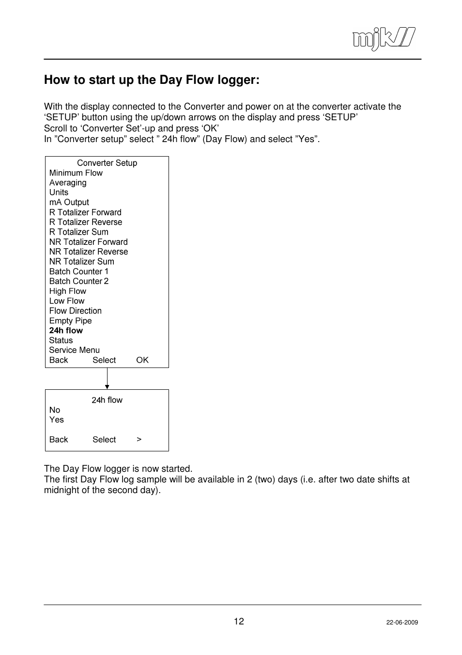 How to start up the day flow logger | Xylem MagFlux Day flow logger function User Manual | Page 12 / 19