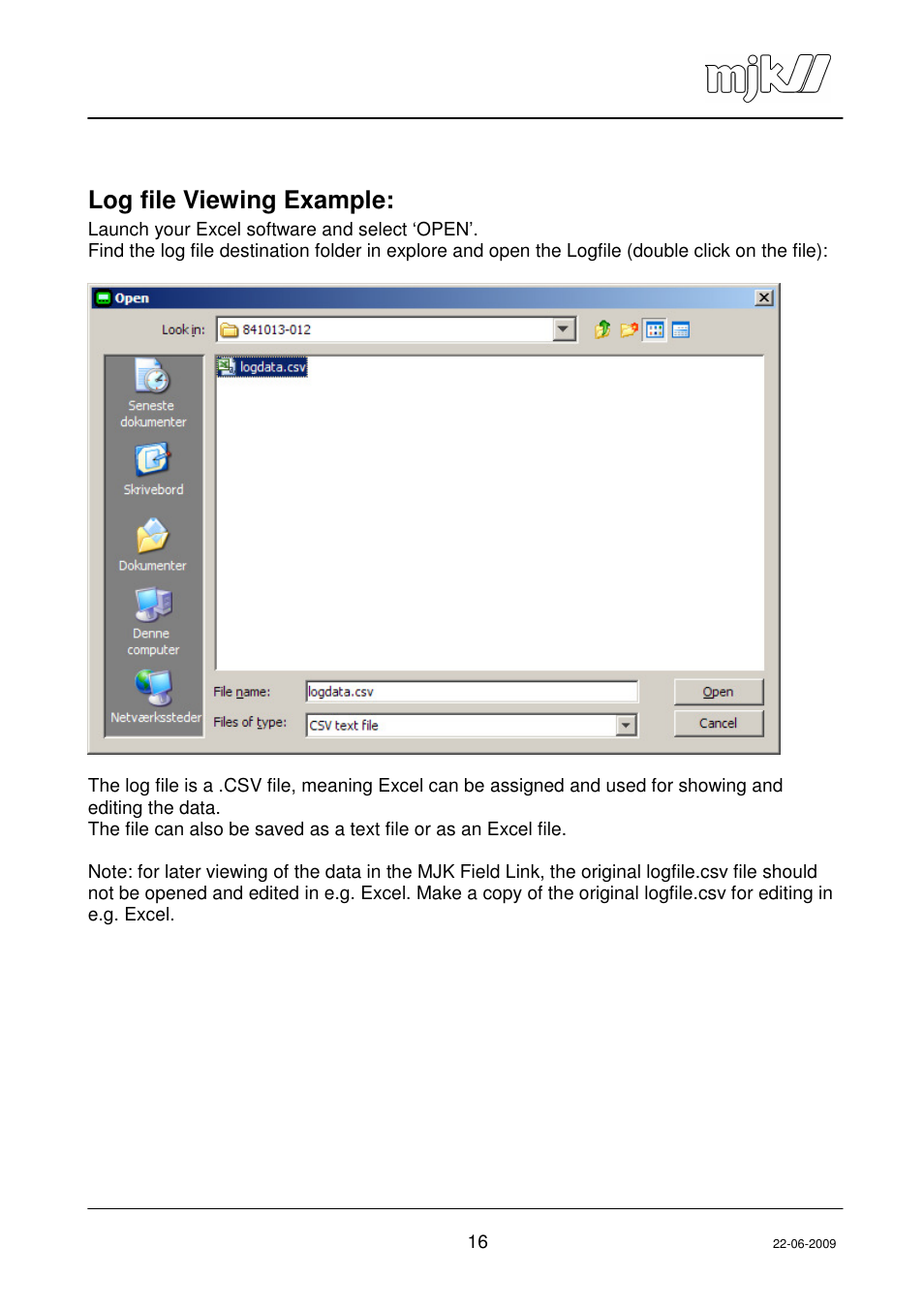 Log file viewing example | Xylem MagFlux Day flow logger function User Manual | Page 16 / 19