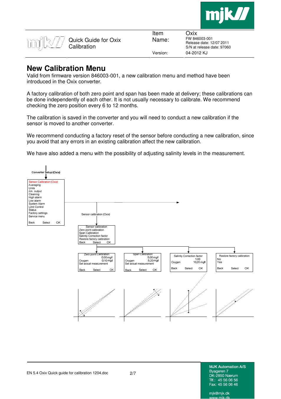 New calibration menu | Xylem Oxix Calibration User Manual | Page 2 / 7
