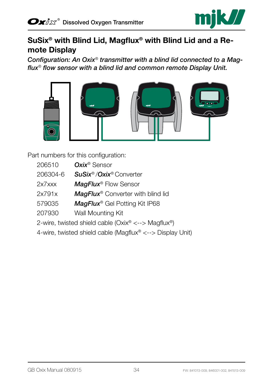 Susix, With blind lid, magflux, With blind lid and a remote display | With blind lid and a re- mote display | Xylem Oxix Dissolved Oxygen Transmitter User Manual | Page 34 / 126