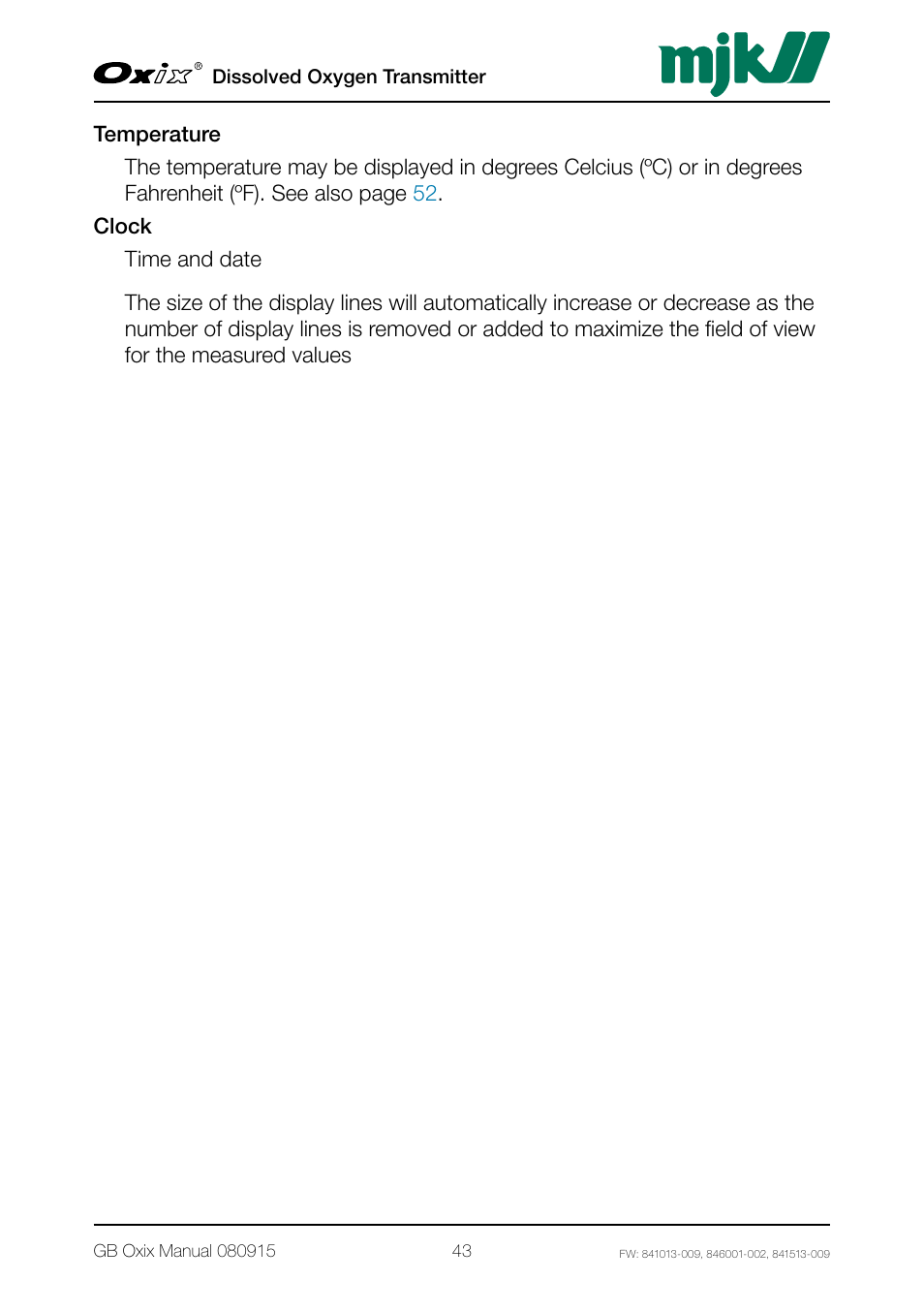 Xylem Oxix Dissolved Oxygen Transmitter User Manual | Page 43 / 126