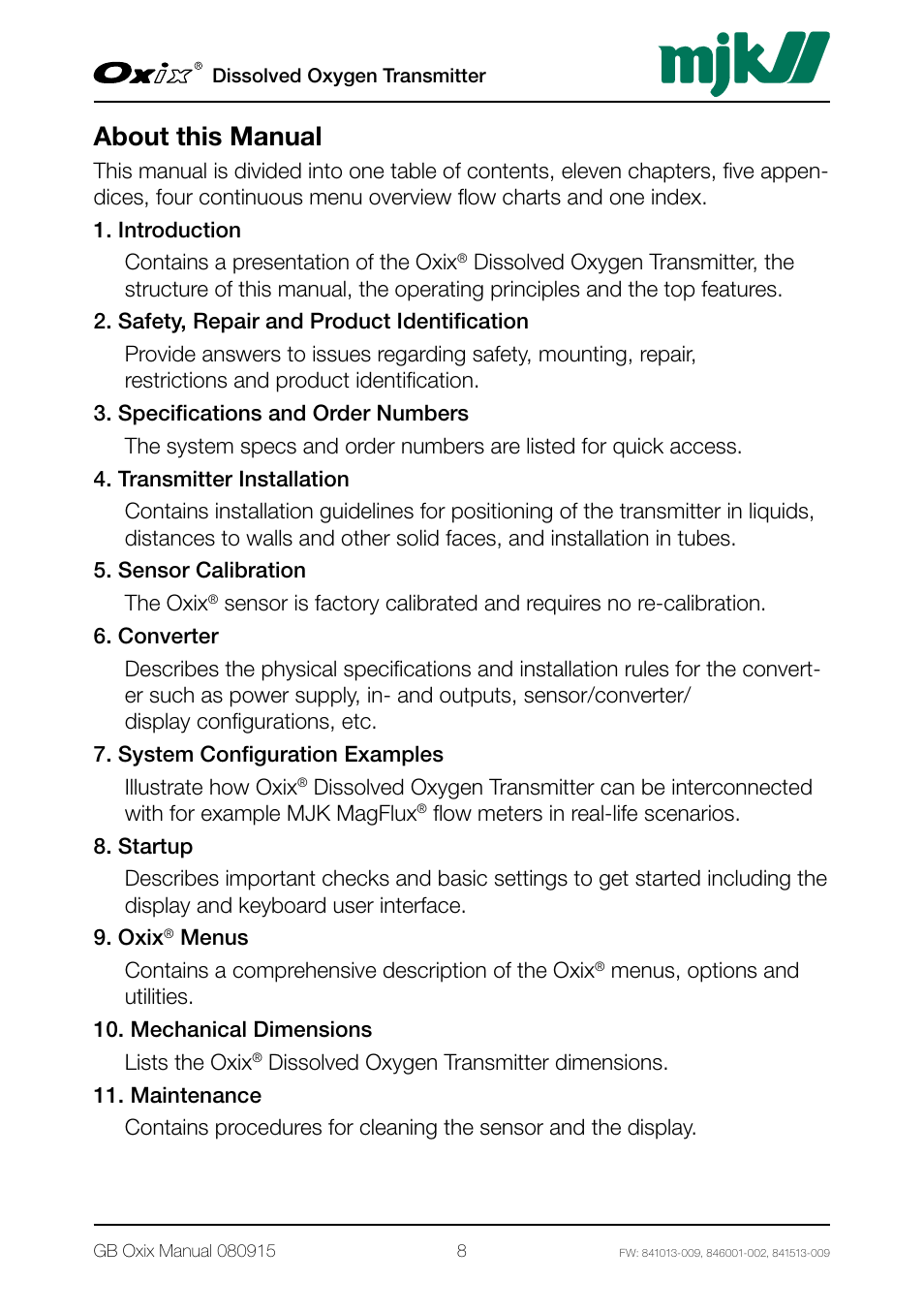 About this manual | Xylem Oxix Dissolved Oxygen Transmitter User Manual | Page 8 / 126