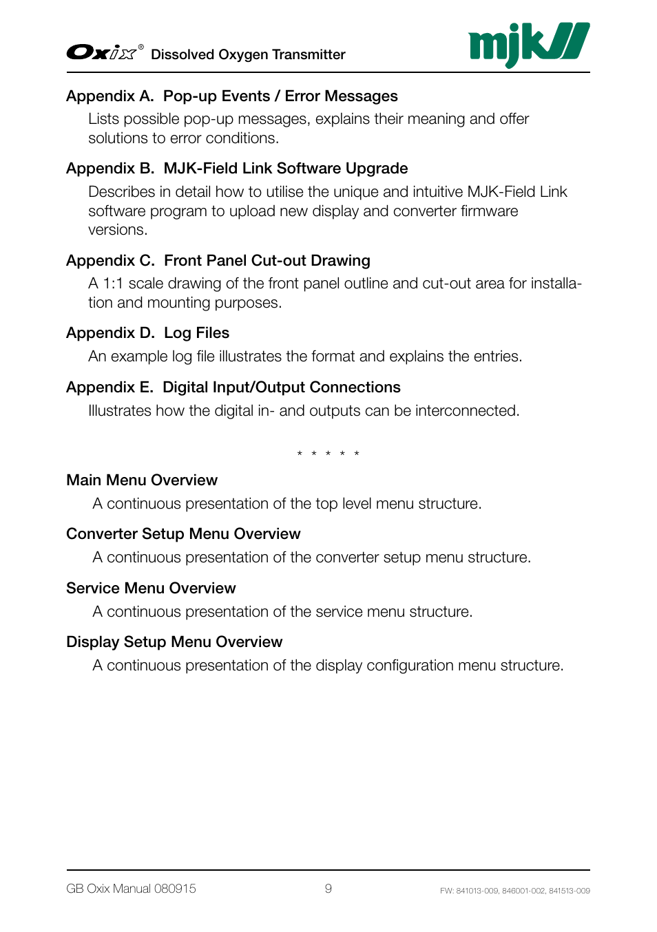 Xylem Oxix Dissolved Oxygen Transmitter User Manual | Page 9 / 126