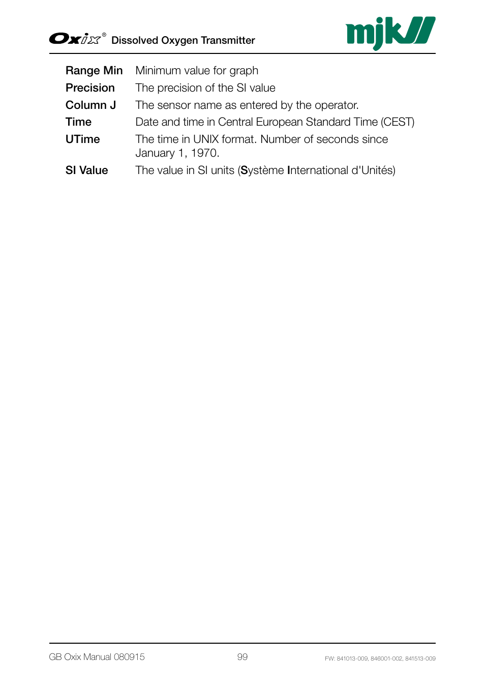 Xylem Oxix Dissolved Oxygen Transmitter User Manual | Page 99 / 126