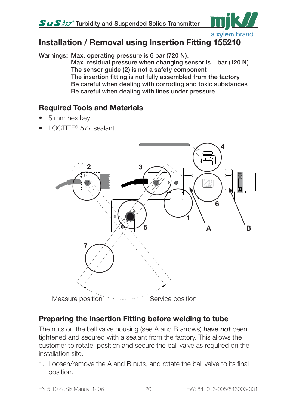 Required tools and materials | Xylem SuSix Turbidity and Suspended Solids Transmitter User Manual | Page 20 / 132