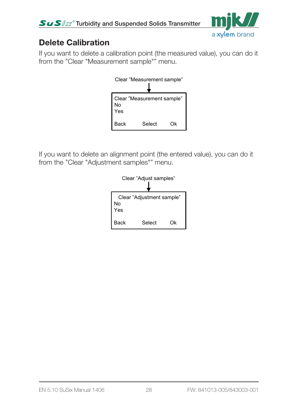 Delete calibration, 3 - converter setup 1 page3, 0,00 g/l | Xylem SuSix Turbidity and Suspended Solids Transmitter User Manual | Page 28 / 132