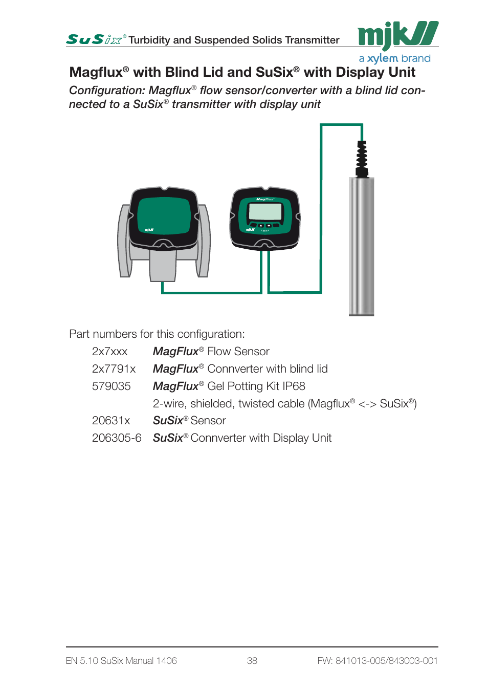 Magflux, With blind lid and susix, With display unit | Xylem SuSix Turbidity and Suspended Solids Transmitter User Manual | Page 38 / 132