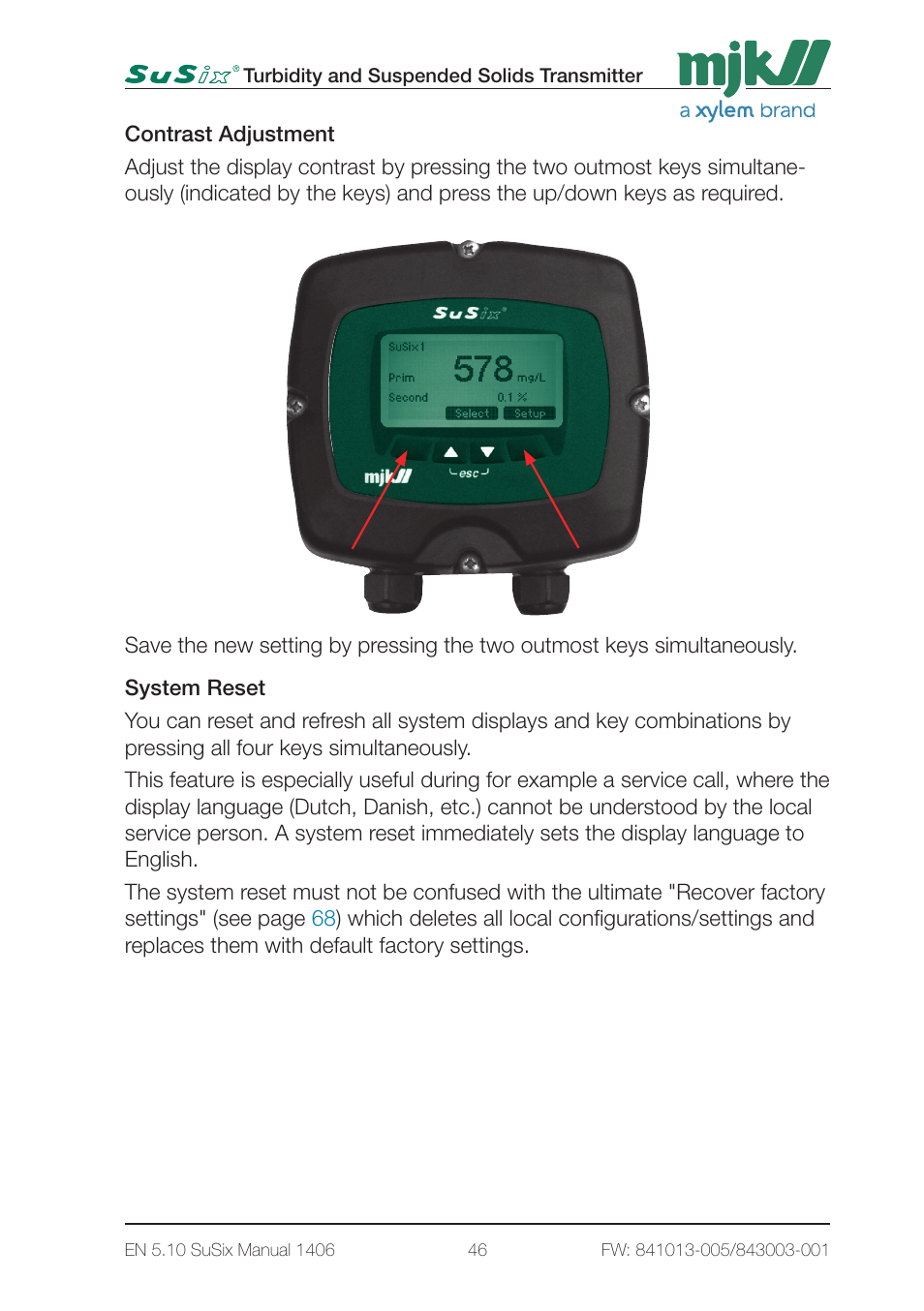 Xylem SuSix Turbidity and Suspended Solids Transmitter User Manual | Page 46 / 132