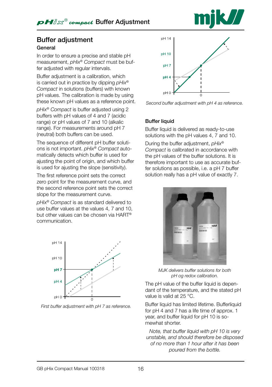Buffer adjustment, General, Buffer liquid | General buffer liquid | Xylem PHIX COMPACT pH and Redox Transmitter User Manual | Page 16 / 26