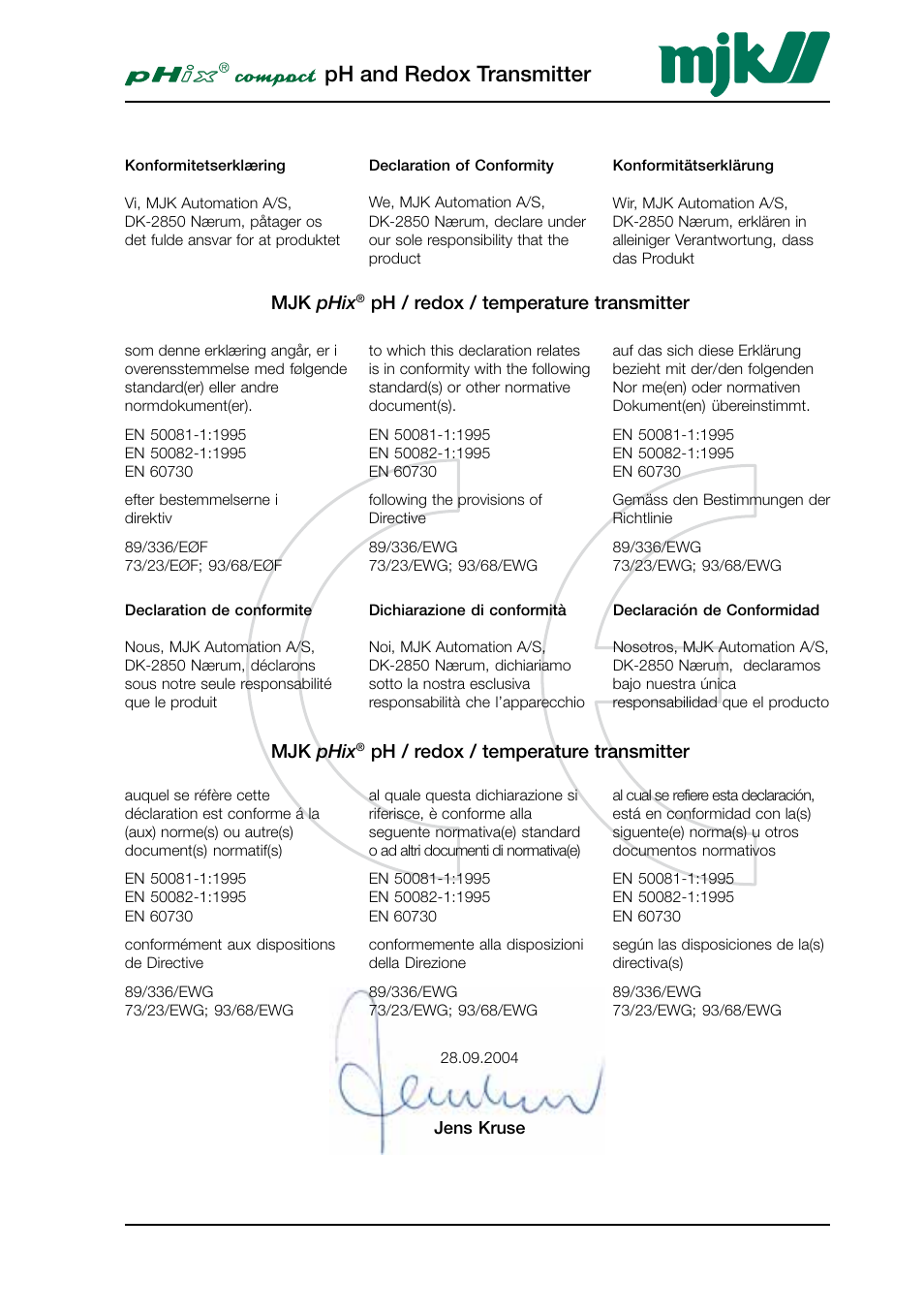 Ph and redox transmitter | Xylem PHIX COMPACT pH and Redox Transmitter User Manual | Page 2 / 26