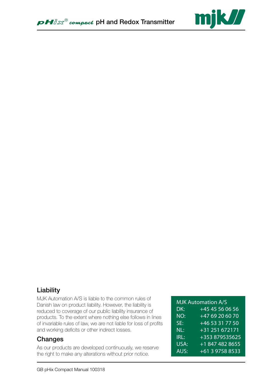 Xylem PHIX COMPACT pH and Redox Transmitter User Manual | Page 26 / 26