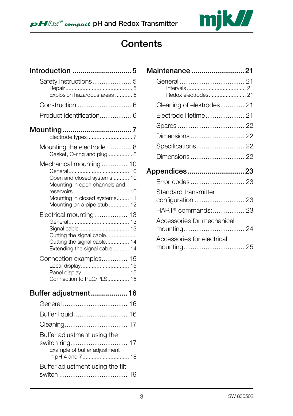 Xylem PHIX COMPACT pH and Redox Transmitter User Manual | Page 3 / 26