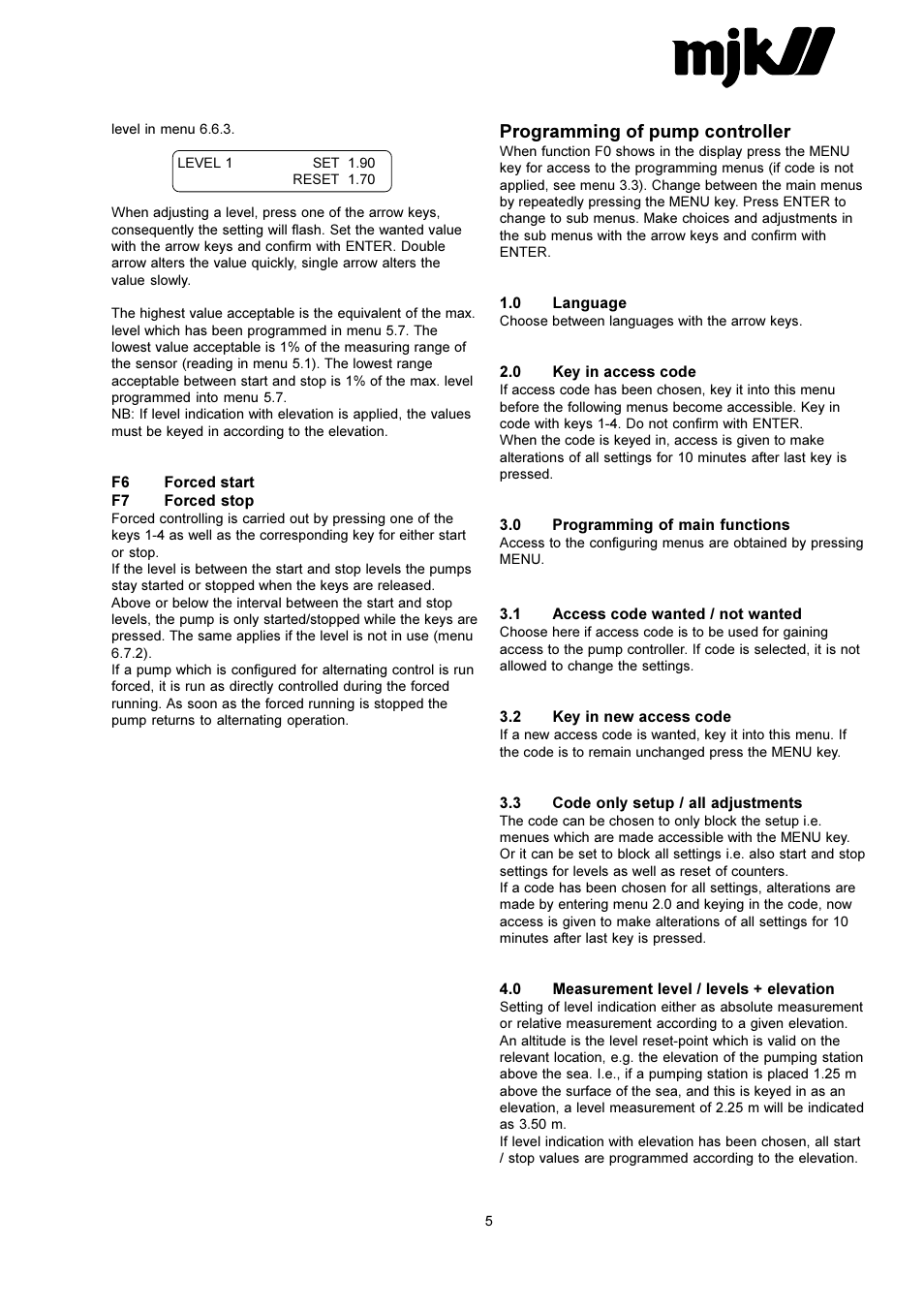 Programming of pump controller | Xylem 704 PUMP CONTROLLER User Manual | Page 5 / 15