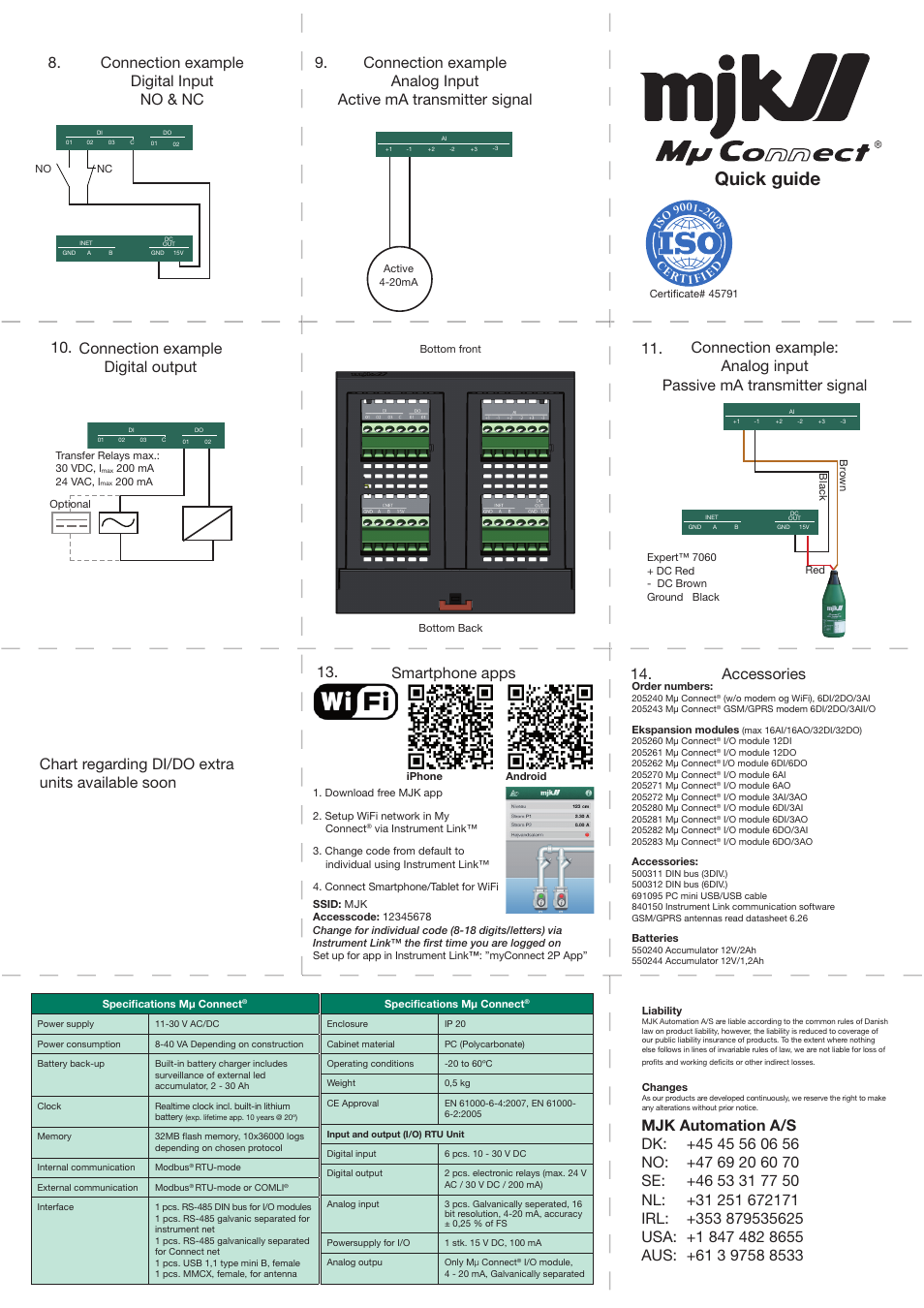 Quick guide, Smartphone apps accessories, Chart regarding di/do extra units available soon | Ce rtifie d | Xylem MY CONNECT Quick Guide User Manual | Page 2 / 2