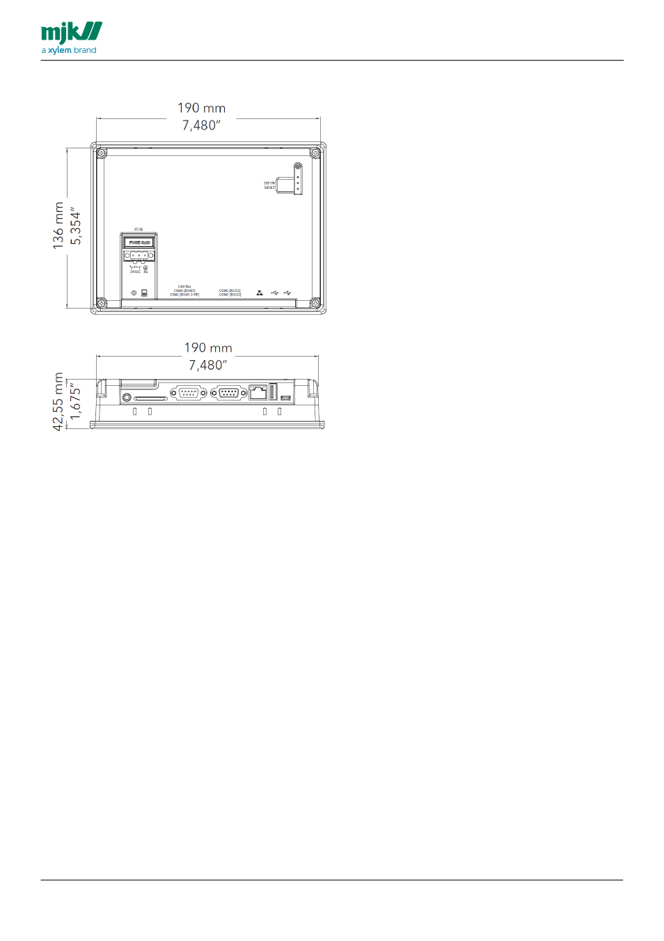 Dimensions | Xylem MY CONNECT HMI display User Manual | Page 7 / 47