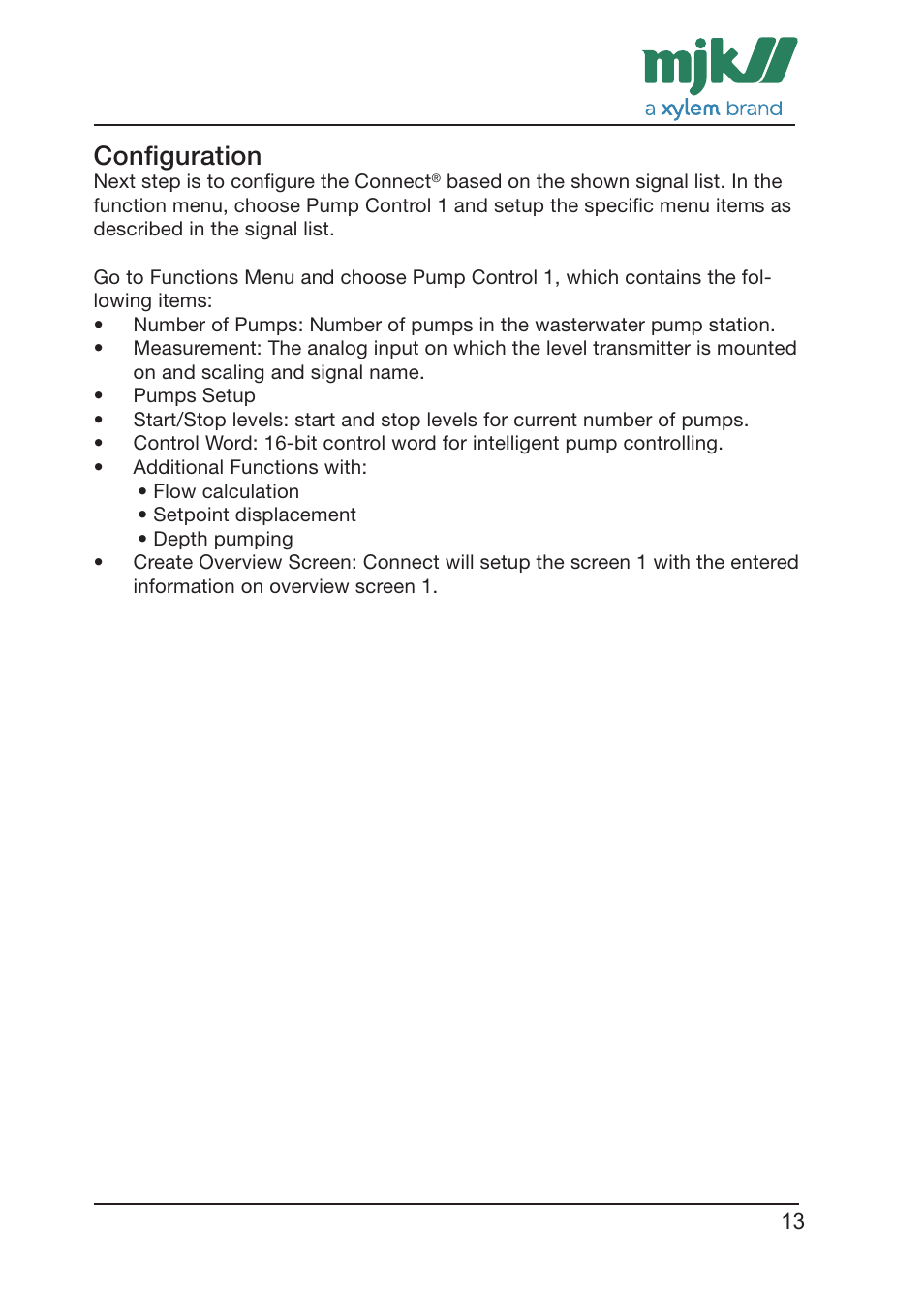 Configuration | Xylem CONNECT Quick Guide User Manual | Page 13 / 24