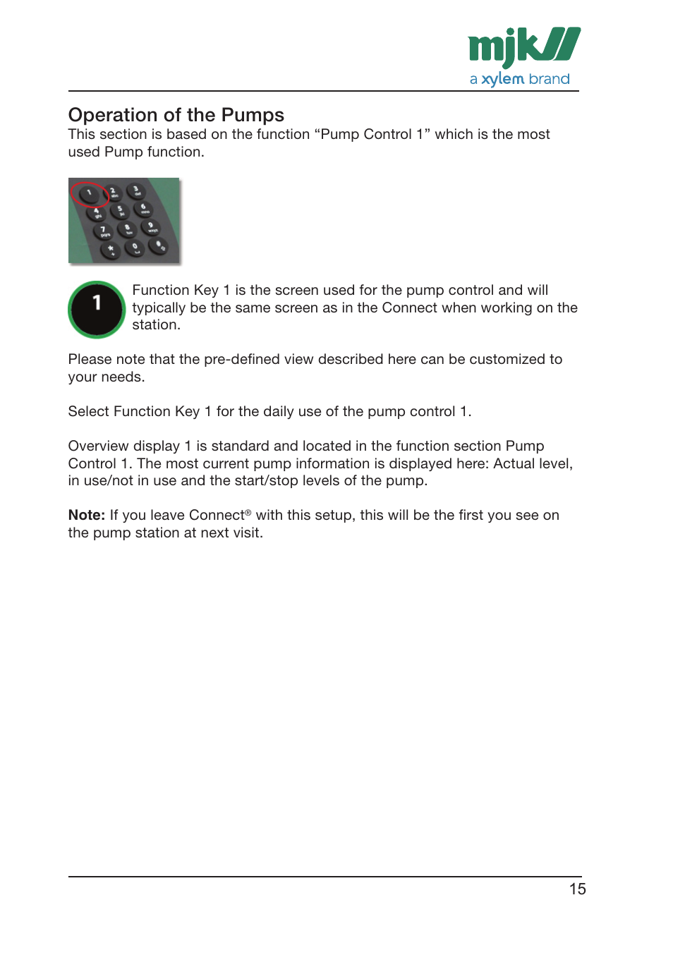 Operation of the pumps | Xylem CONNECT Quick Guide User Manual | Page 15 / 24