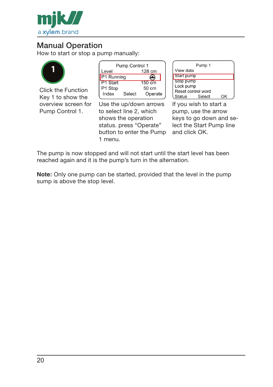 Manual operation | Xylem CONNECT Quick Guide User Manual | Page 20 / 24