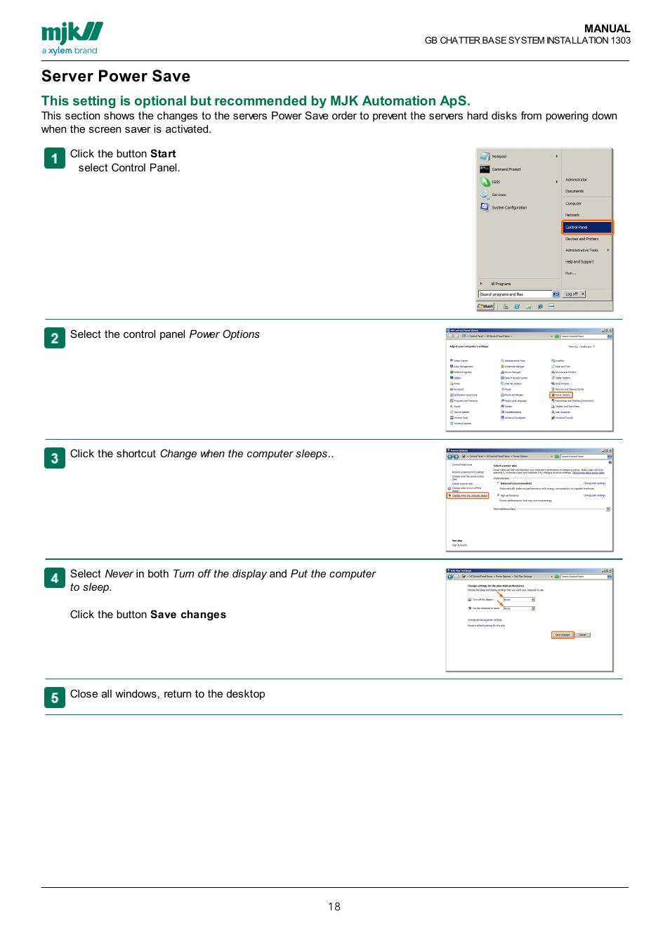 Server power save, Here | Xylem CHATTER Base System install guide User Manual | Page 18 / 79