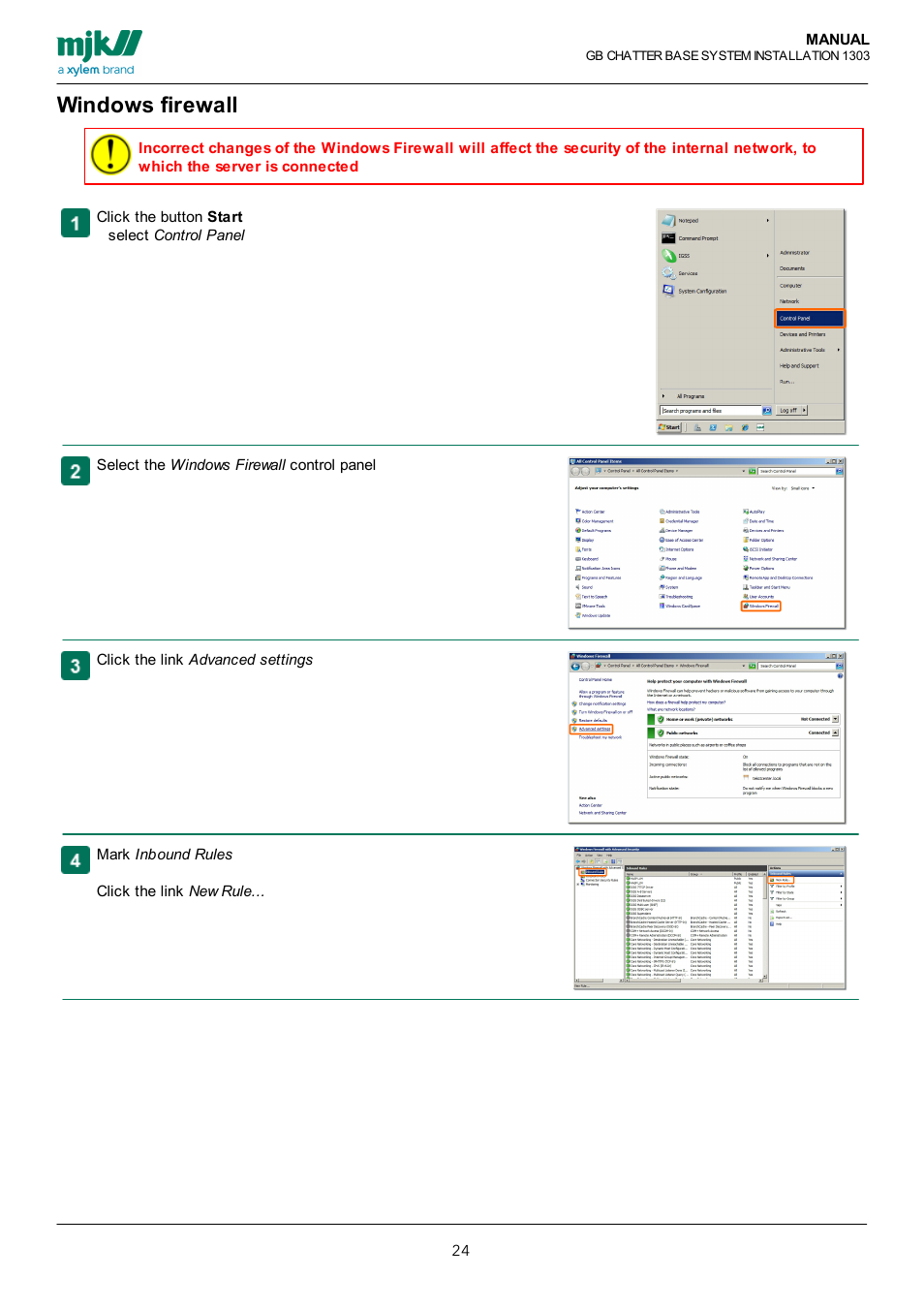 Windows firewall, Here | Xylem CHATTER Base System install guide User Manual | Page 24 / 79