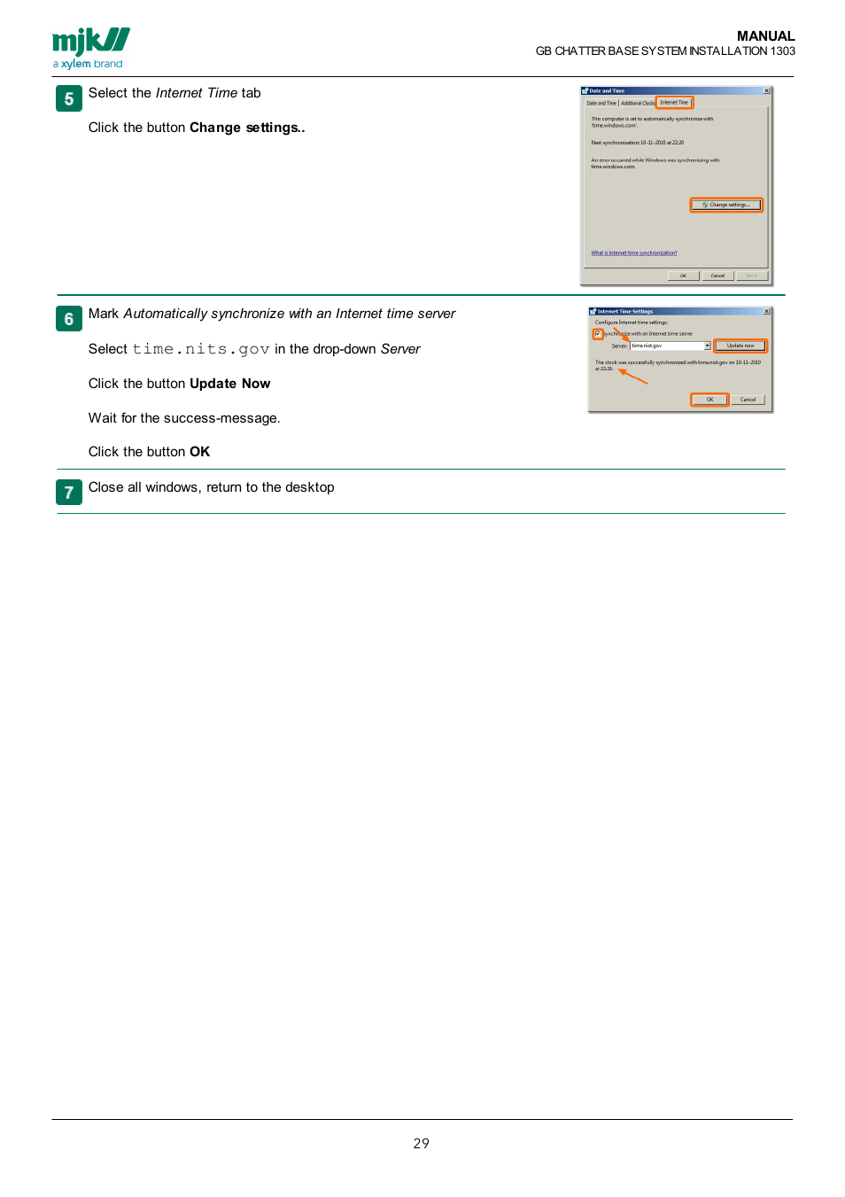 Time.nits.gov | Xylem CHATTER Base System install guide User Manual | Page 29 / 79