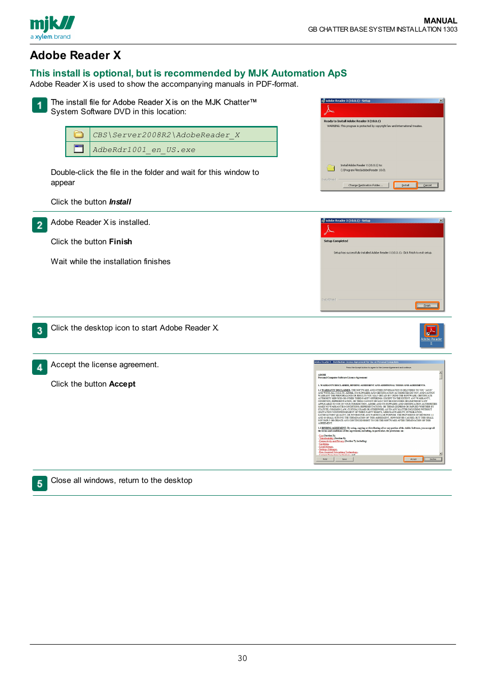Adobe reader x | Xylem CHATTER Base System install guide User Manual | Page 30 / 79