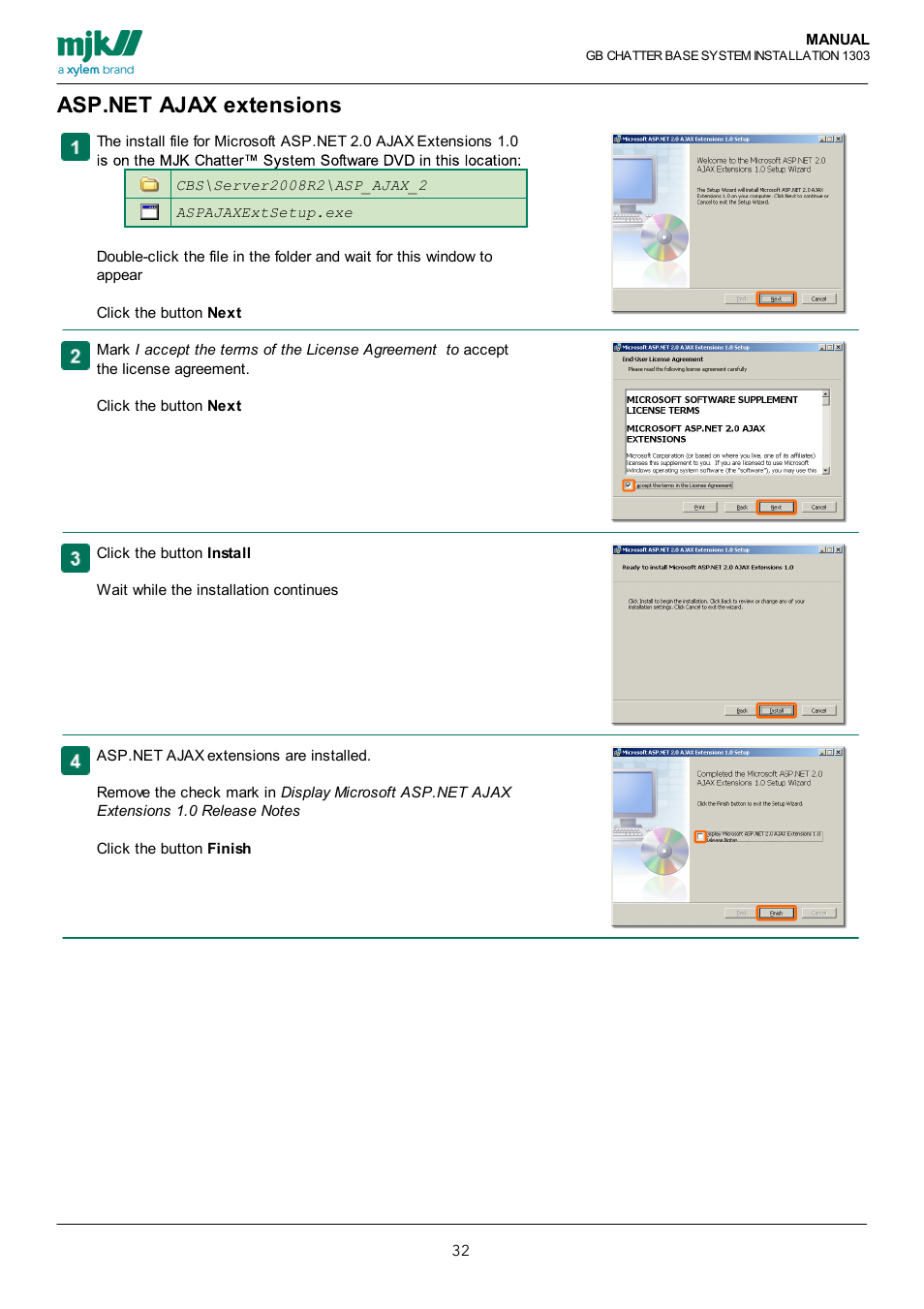 Asp.net ajax extensions, Here | Xylem CHATTER Base System install guide User Manual | Page 32 / 79