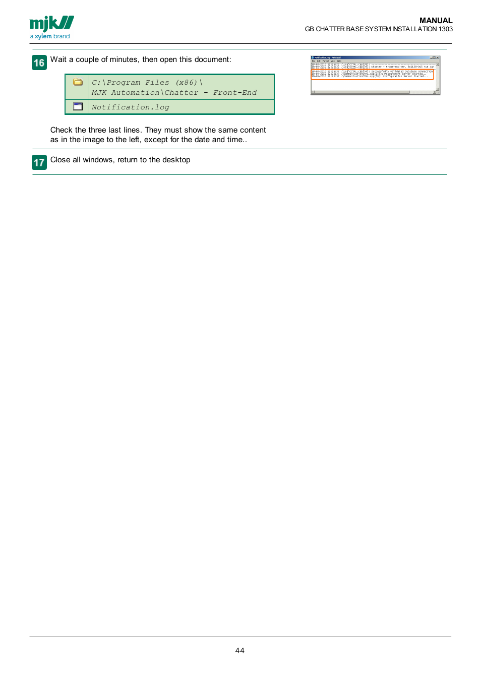 Xylem CHATTER Base System install guide User Manual | Page 44 / 79