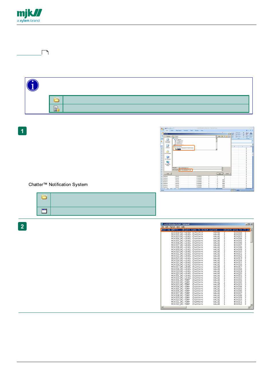 Import-file for object names | Xylem CHATTER Notification System configuration guide User Manual | Page 52 / 65