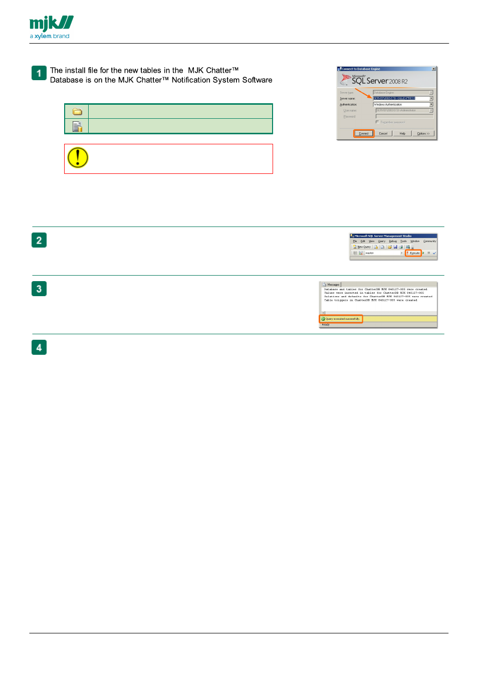 Adding tables to the database | Xylem CHATTER Notification System install guide User Manual | Page 23 / 37
