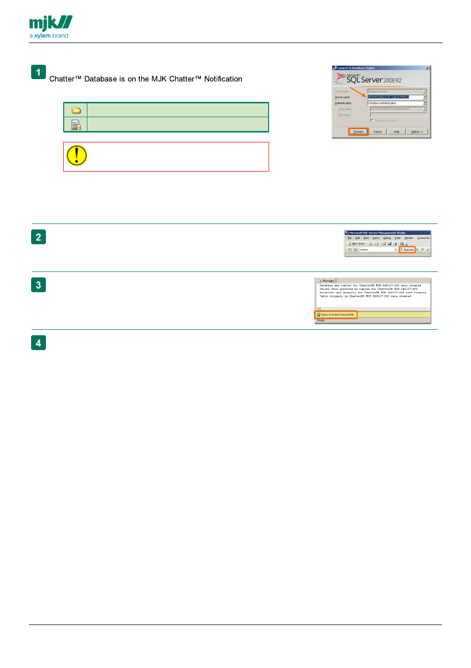 Installing measurement trigger in database | Xylem CHATTER Notification System install guide User Manual | Page 24 / 37