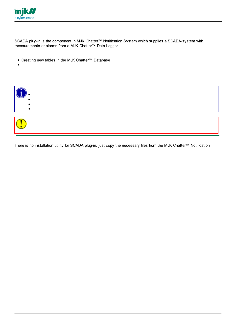 Scada plug-in | Xylem CHATTER Notification System install guide User Manual | Page 29 / 37