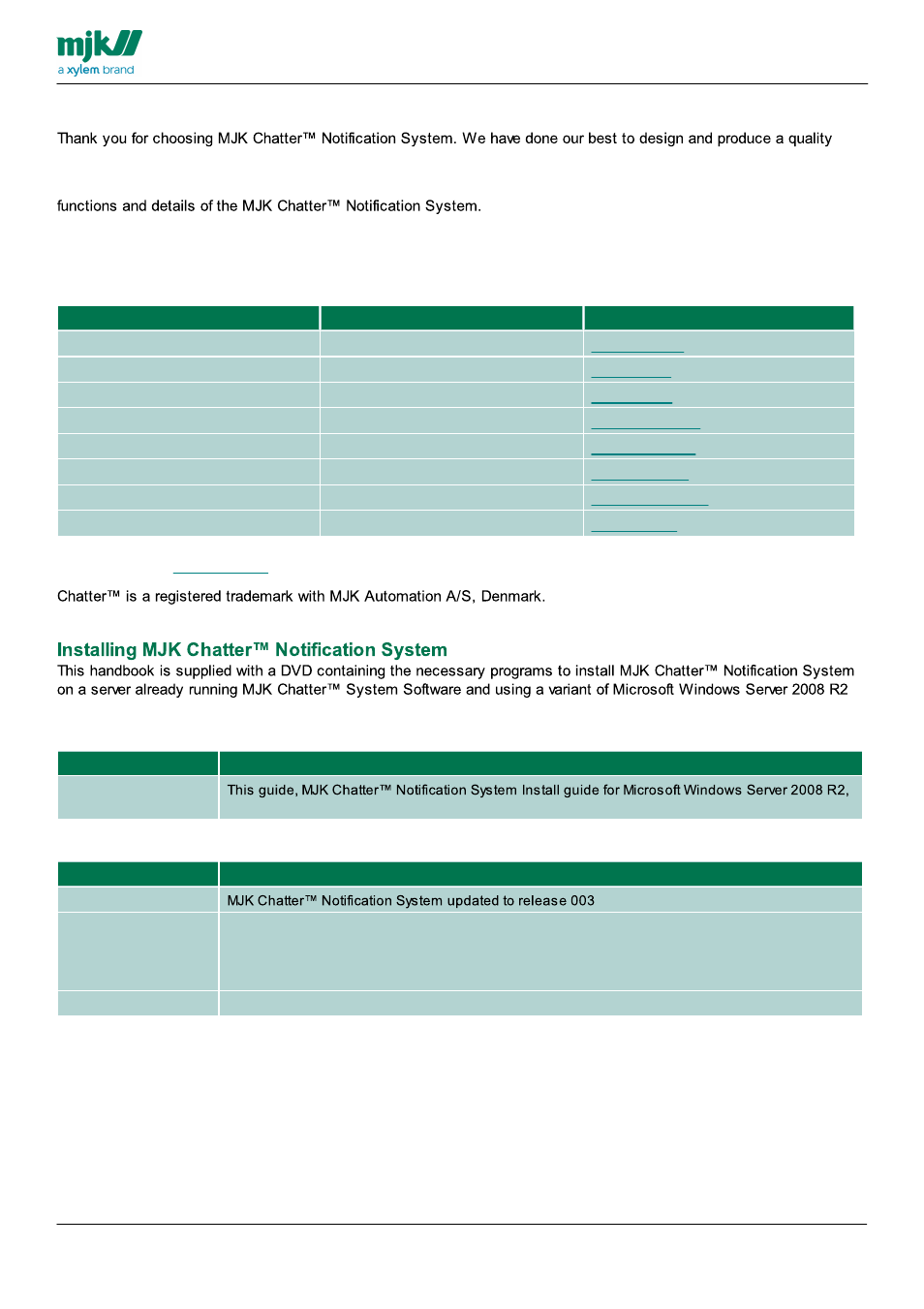 Introduction, Ordering, Brief revision history | Xylem CHATTER Notification System install guide User Manual | Page 4 / 37