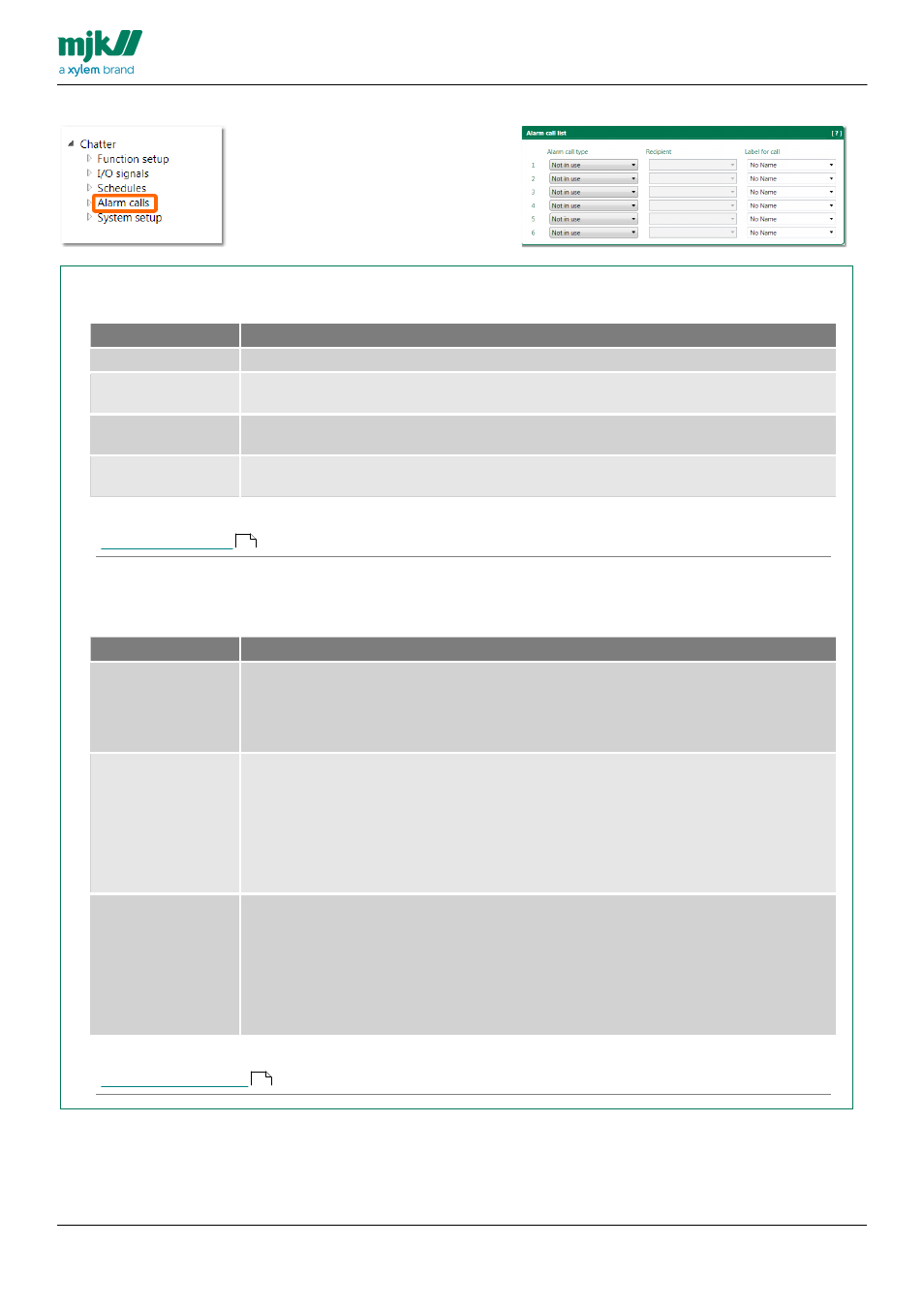 Alarm call list, Setting the alarm call list | Xylem CHATTER RTU and E-mail User Manual | Page 111 / 205