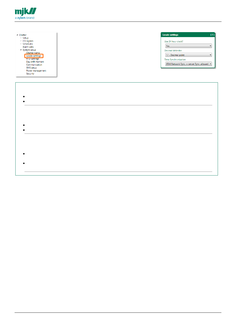 Locale settings | Xylem CHATTER RTU and E-mail User Manual | Page 115 / 205