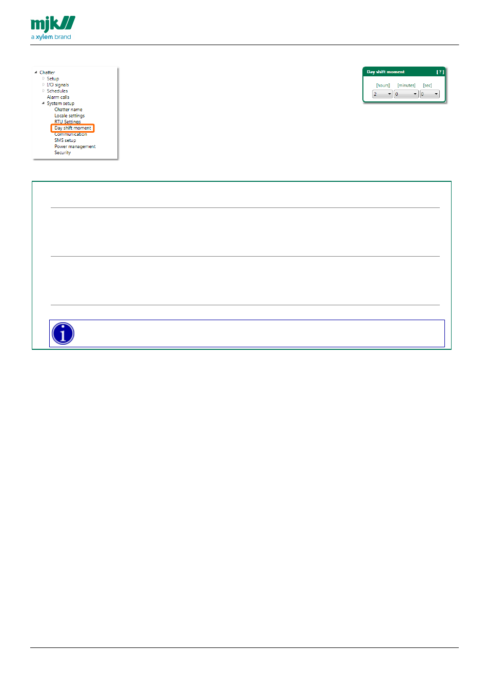 Day shift moment | Xylem CHATTER RTU and E-mail User Manual | Page 116 / 205